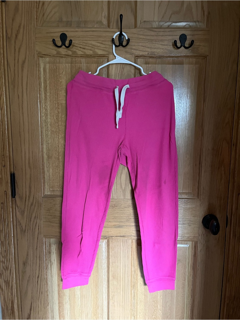 J. Crew Bright Pink Drawstring waffle jogger pajama pants